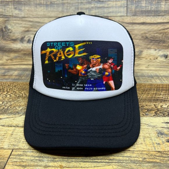 Streets Of Rage Mens Trucker Hat Black Snapback 1991 Sega Genesis Video Game Cap - Picture 2 of 8